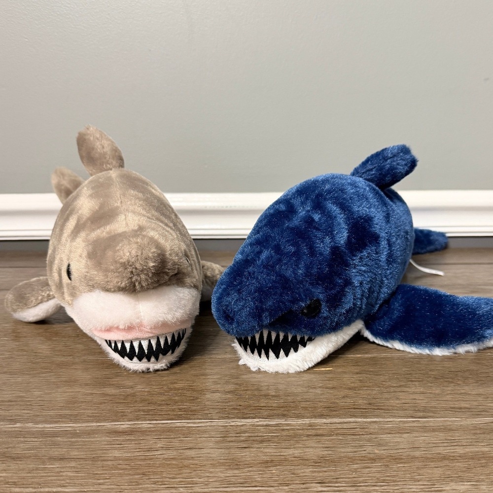 The Petting Zoo Shark Plush Set Great White & Mako Blue Shark Recycled Materials